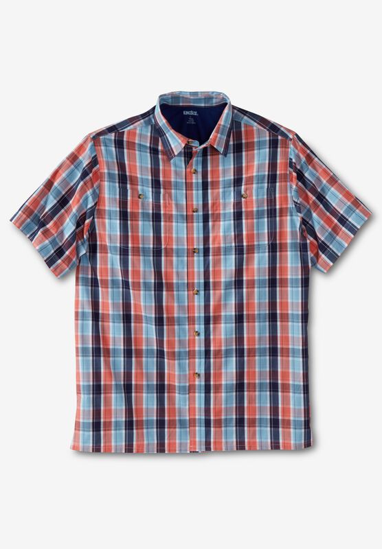 KingSize Mens Big /& Tall Short-Sleeve Plaid Sport Shirt